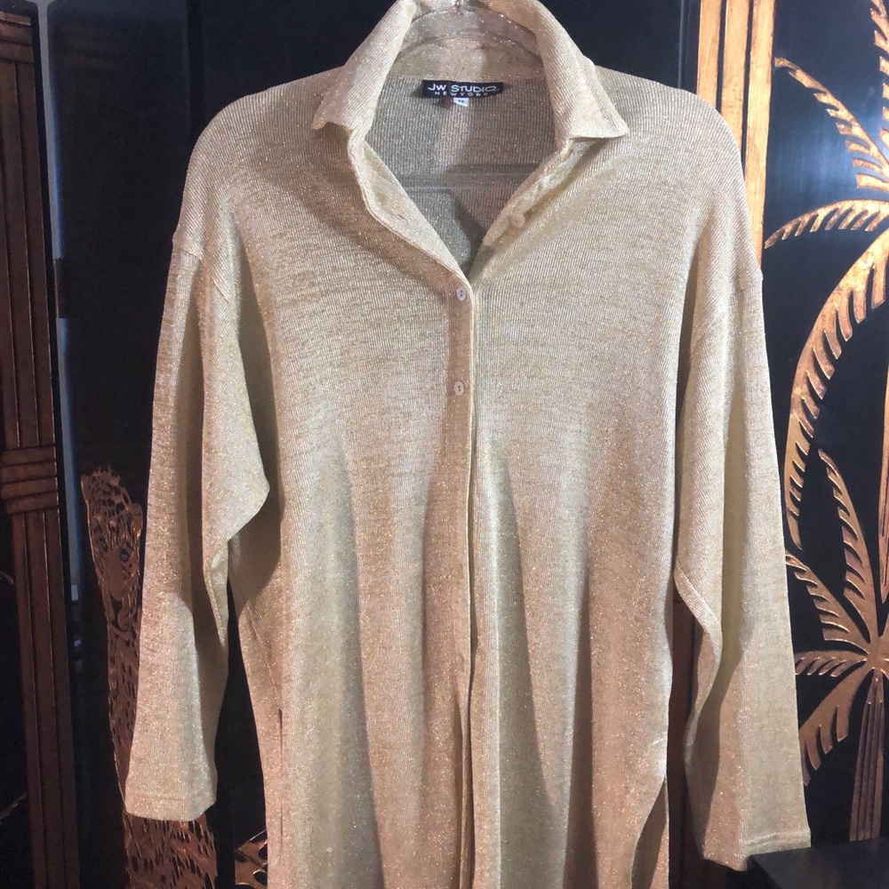 Gold Knit Glitter Blouse- Size M